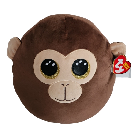 NWT - TY Squishy Beanies DUNSTON Brown Monkey 14" Large - Picture 1 of 5